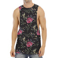 Red Rose Floral Pattern Print Men's Muscle Tank Top