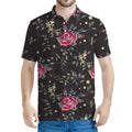 Red Rose Floral Pattern Print Men's Polo Shirt