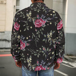Red Rose Floral Pattern Print Men's Shirt Jacket