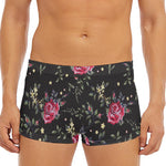Red Rose Floral Pattern Print Men's Short Boxer Briefs
