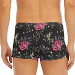 Red Rose Floral Pattern Print Men's Short Boxer Briefs
