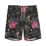 Red Rose Floral Pattern Print Men's Sports Shorts