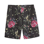 Red Rose Floral Pattern Print Men's Sports Shorts