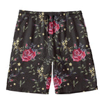 Red Rose Floral Pattern Print Men's Swim Trunks