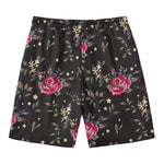 Red Rose Floral Pattern Print Men's Swim Trunks