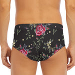 Red Rose Floral Pattern Print Men's Triangle Swim Briefs