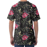 Red Rose Floral Pattern Print Men's Velvet T-Shirt