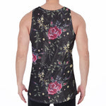 Red Rose Floral Pattern Print Men's Velvet Tank Top