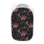 Red Rose Floral Pattern Print Mesh Laundry Hamper