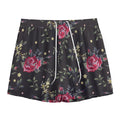 Red Rose Floral Pattern Print Mesh Shorts