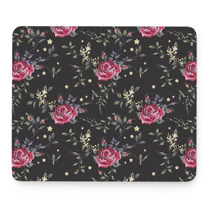 Red Rose Floral Pattern Print Mouse Pad