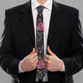 Red Rose Floral Pattern Print Necktie