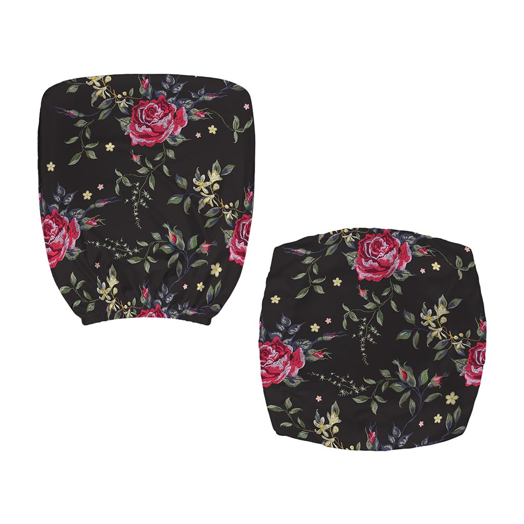 Red Rose Floral Pattern Print Office Chair Cover