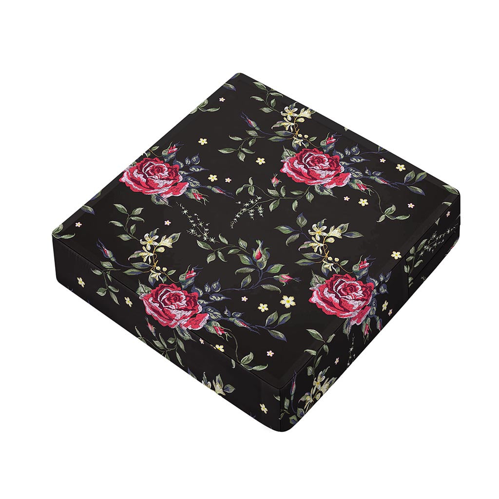 Red Rose Floral Pattern Print Outdoor Seat Cushion Cover