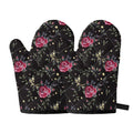 Red Rose Floral Pattern Print Oven Mitts