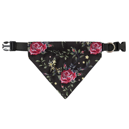 Red Rose Floral Pattern Print Over The Collar Dog Bandana
