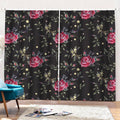 Red Rose Floral Pattern Print Pencil Pleat Curtains