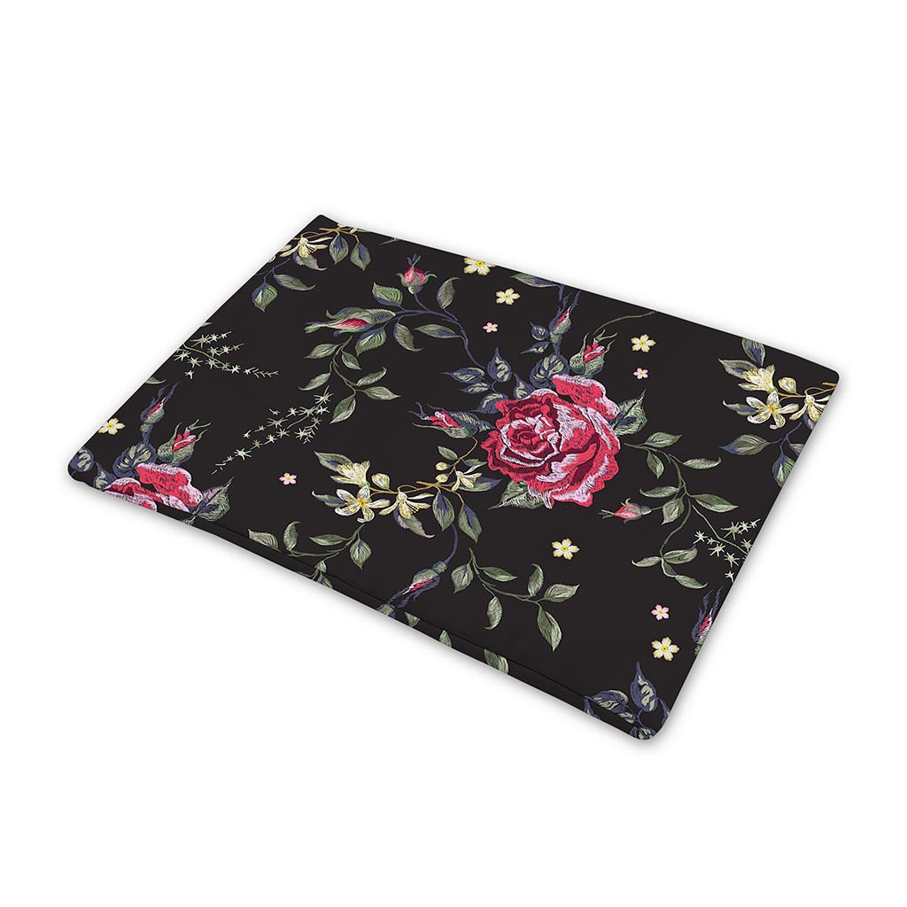Red Rose Floral Pattern Print Pet Cooling Mat Cover