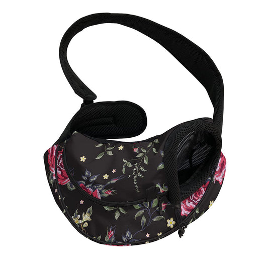 Red Rose Floral Pattern Print Pet Sling Carrier