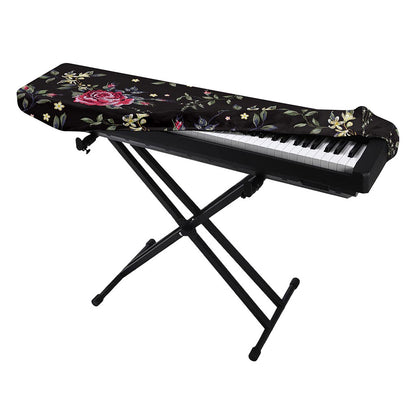 Red Rose Floral Pattern Print Piano Keyboard Cover