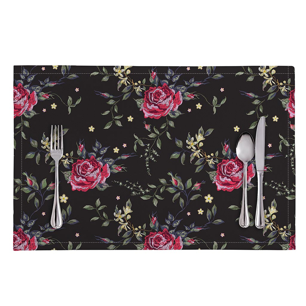 Red Rose Floral Pattern Print Placemat