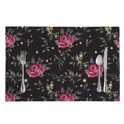 Red Rose Floral Pattern Print Placemat