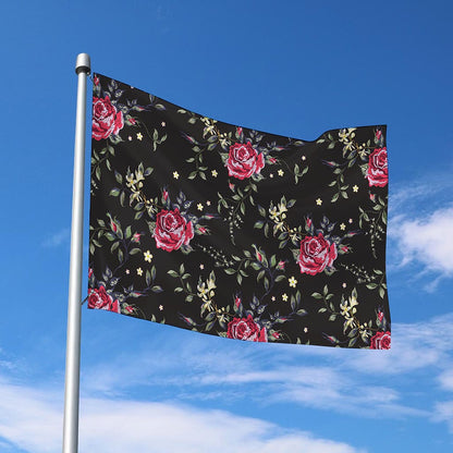 Red Rose Floral Pattern Print Polyester Flag