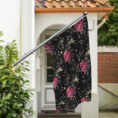 Red Rose Floral Pattern Print Polyester Flag