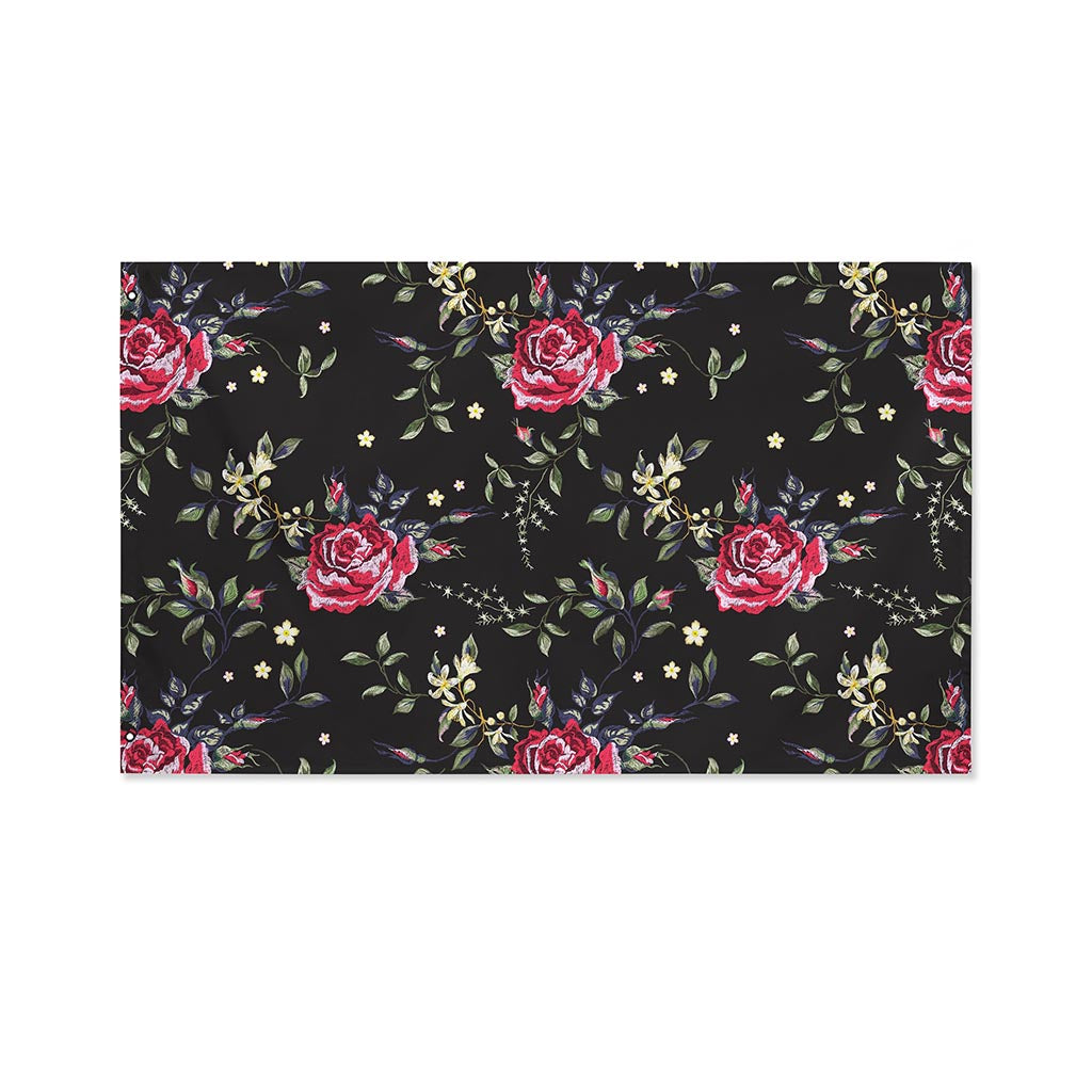 Red Rose Floral Pattern Print Polyester Flag