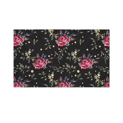 Red Rose Floral Pattern Print Polyester Flag