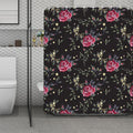 Red Rose Floral Pattern Print Polyester Shower Curtain