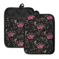 Red Rose Floral Pattern Print Pot Holders With Pocket