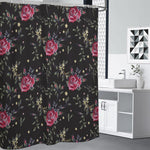 Red Rose Floral Pattern Print Premium Shower Curtain
