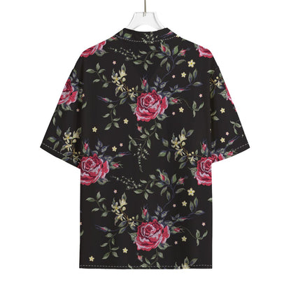 Red Rose Floral Pattern Print Rayon Hawaiian Shirt