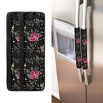 Red Rose Floral Pattern Print Refrigerator Handle Covers