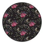 Red Rose Floral Pattern Print Round Floor Mat