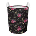 Red Rose Floral Pattern Print Round Laundry Basket
