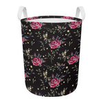 Red Rose Floral Pattern Print Round Laundry Basket