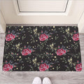 Red Rose Floral Pattern Print Rubber Doormat