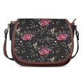 Red Rose Floral Pattern Print Saddle Bag