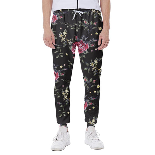 Red Rose Floral Pattern Print Scuba Joggers