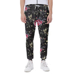 Red Rose Floral Pattern Print Scuba Joggers