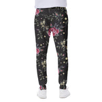 Red Rose Floral Pattern Print Scuba Joggers