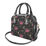 Red Rose Floral Pattern Print Shoulder Handbag