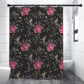 Red Rose Floral Pattern Print Shower Curtain