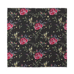 Red Rose Floral Pattern Print Silk Bandana