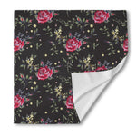 Red Rose Floral Pattern Print Silk Bandana