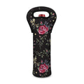 Red Rose Floral Pattern Print Single Neoprene Wine Tote