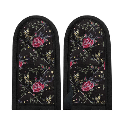 Red Rose Floral Pattern Print Skillet Handle Cover