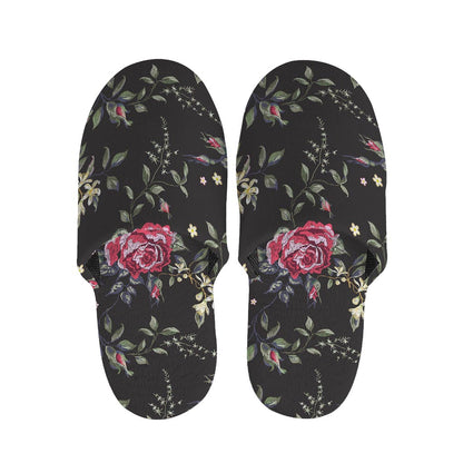 Red Rose Floral Pattern Print Slippers